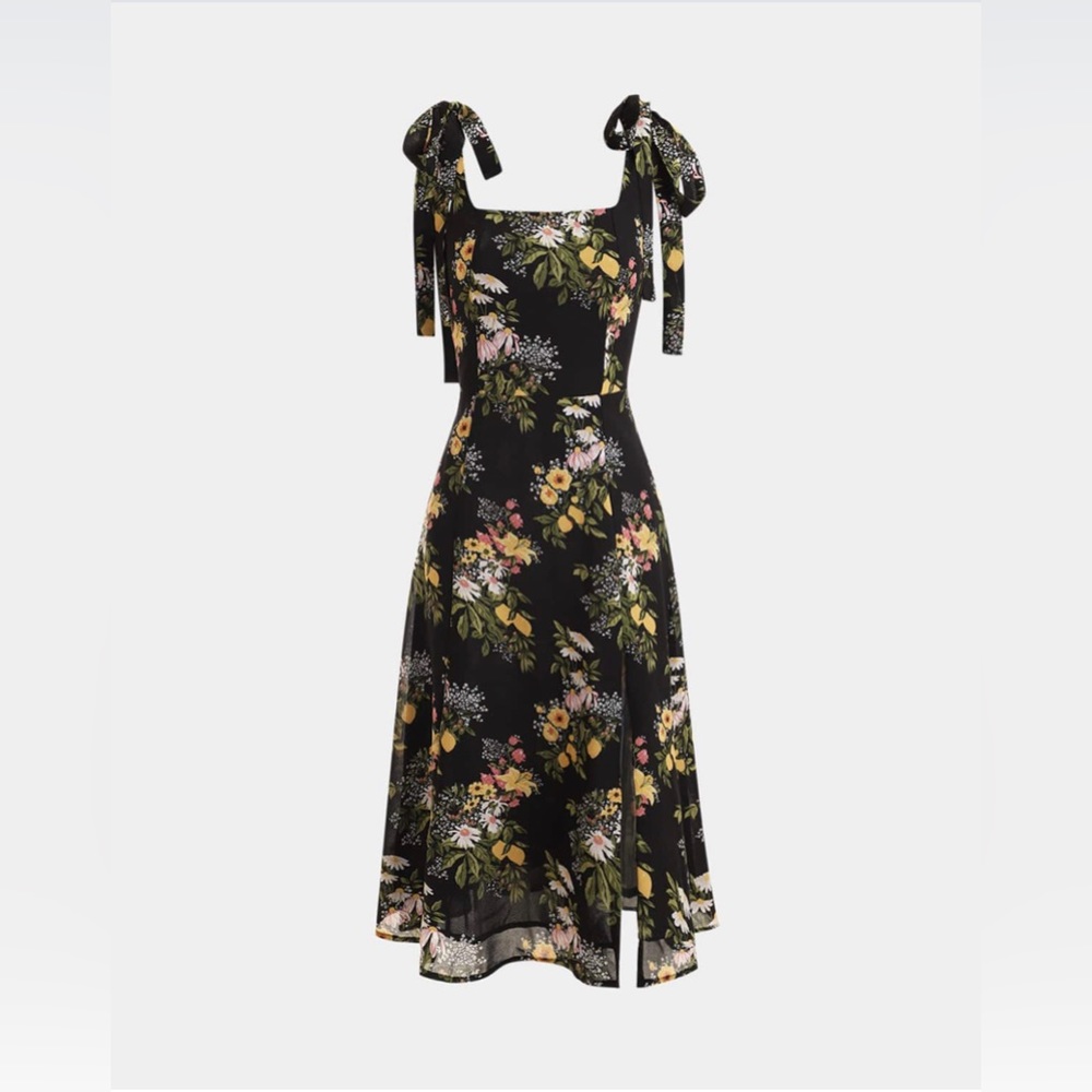 SOLD RIHOAS Black Floral Midi Dress - Picture 6 of 9